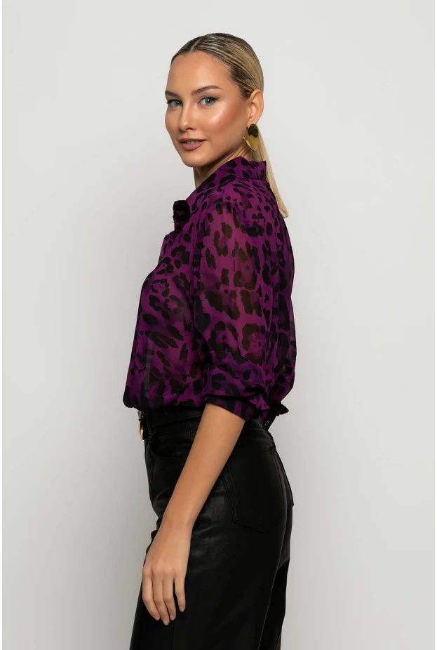 Leopard print πουκάμισο ματζέντα
