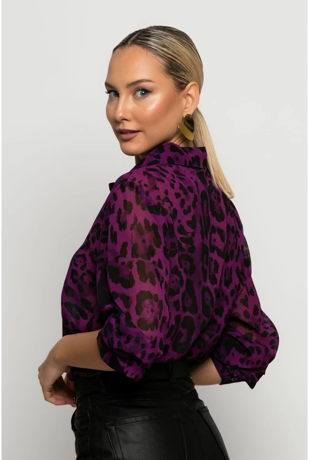 Leopard print πουκάμισο ματζέντα