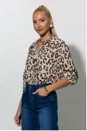 Leopard print πουκάμισο μπεζ-μαύρο Leopard print πουκάμισο μπεζ-μαύρο