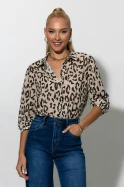 Leopard print πουκάμισο μπεζ-μαύρο Leopard print πουκάμισο μπεζ-μαύρο