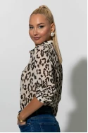 Leopard print πουκάμισο μπεζ-μαύρο Leopard print πουκάμισο μπεζ-μαύρο
