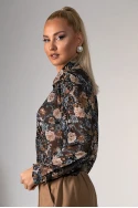 Πουκάμισο floral print καφέ 