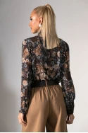 Πουκάμισο floral print καφέ 