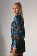 Πουκάμισο floral print μπλε