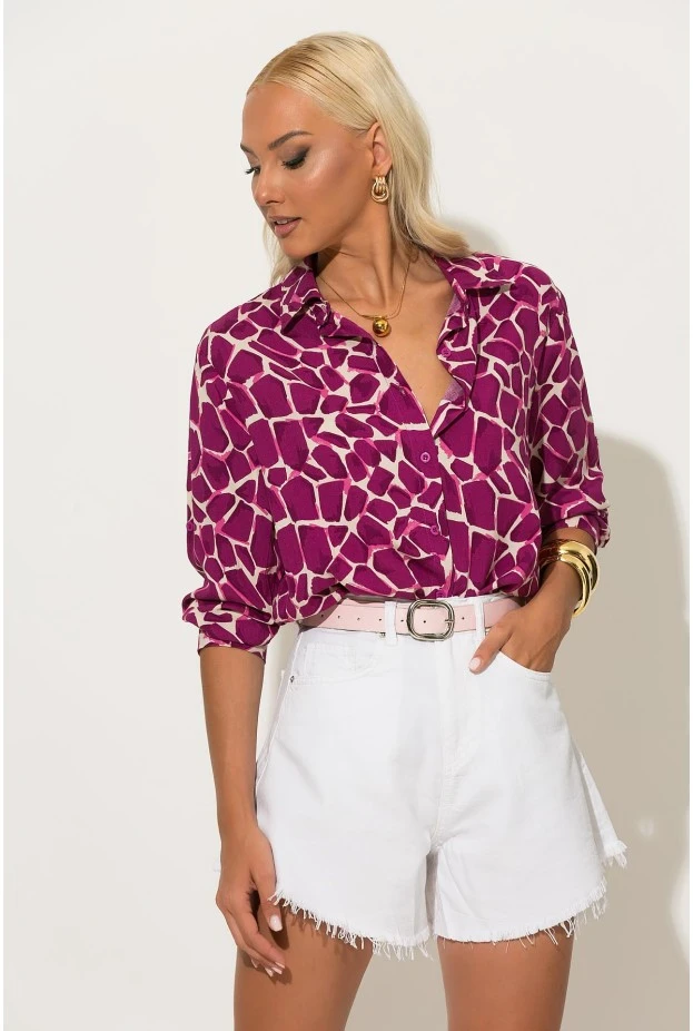 Giraffe print πουκάμισο φούξια