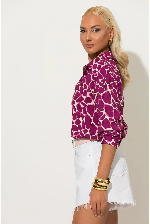 Giraffe print πουκάμισο φούξια