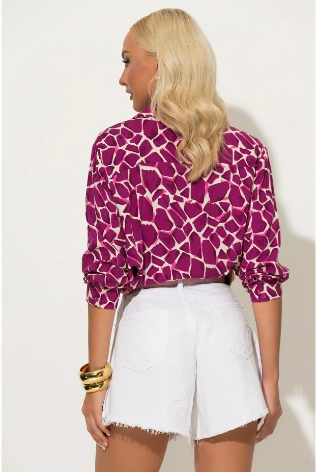 Giraffe print πουκάμισο φούξια