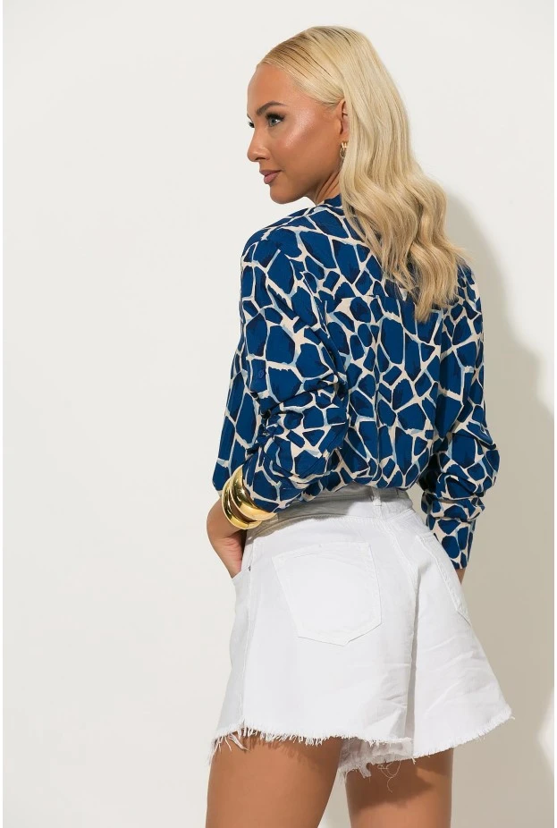 Giraffe print πουκάμισο μπλε