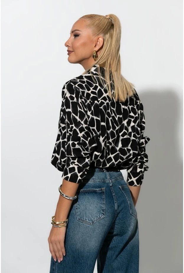 Giraffe print πουκάμισο μαύρο