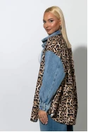 Πουκάμισο leopard print με τζιν λεπτομέρειες μπλε Πουκάμισο leopard print με τζιν λεπτομέρειες μπλε