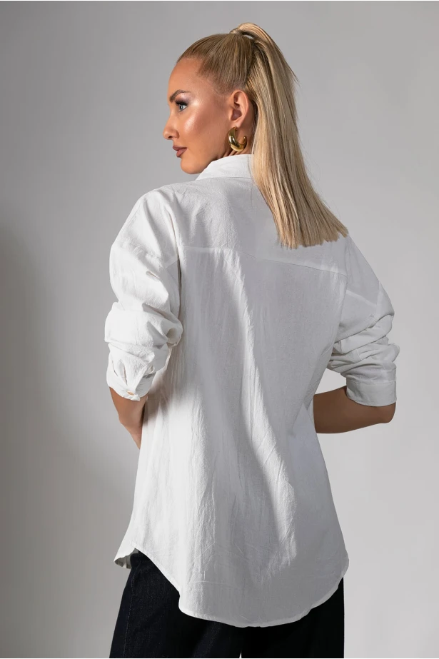 Πουκάμισο μακρυμάνικο με τσέπες εκρού