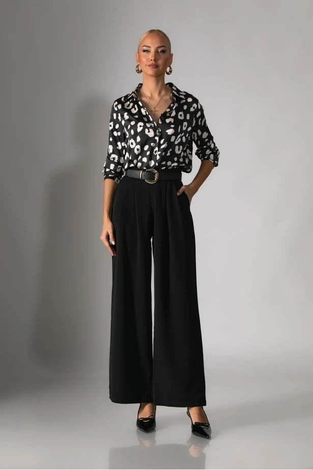 Πουκάμισο animal print μαύρο-λευκό