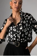 Πουκάμισο animal print μαύρο-λευκό