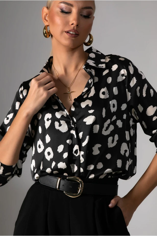 Πουκάμισο animal print μαύρο-λευκό
