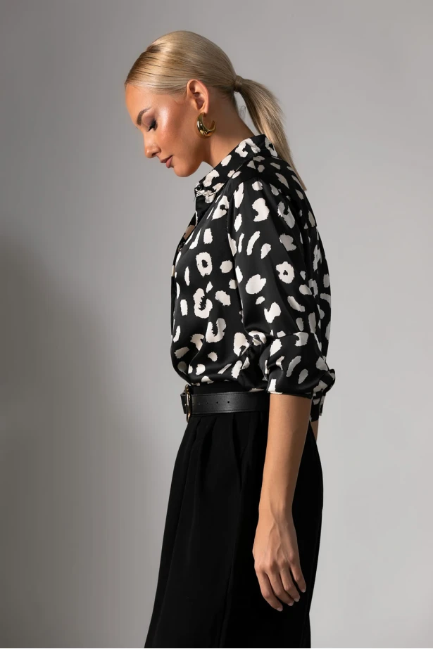 Πουκάμισο animal print μαύρο-λευκό