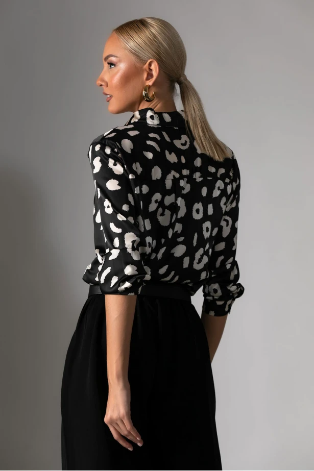 Πουκάμισο animal print μαύρο-λευκό