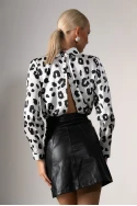 Πουκάμισο animal print λευκό-μαύρο