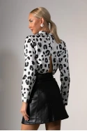 Πουκάμισο animal print λευκό-μαύρο