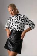 Πουκάμισο animal print λευκό-μαύρο