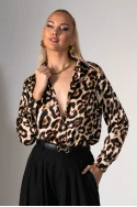 Πουκάμισο leopard print μπεζ σκούρο 