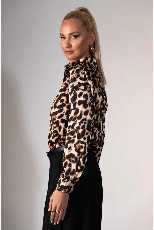 Πουκάμισο leopard print μπεζ σκούρο 