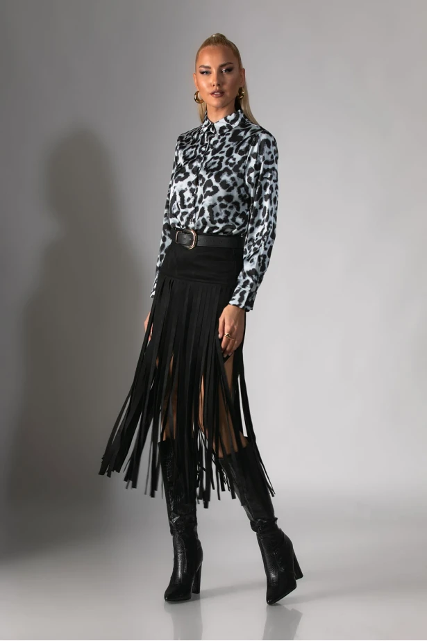 Πουκάμισο leopard print γκρι 