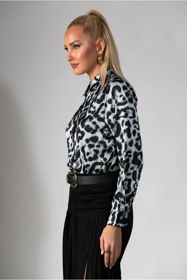 Πουκάμισο leopard print γκρι 