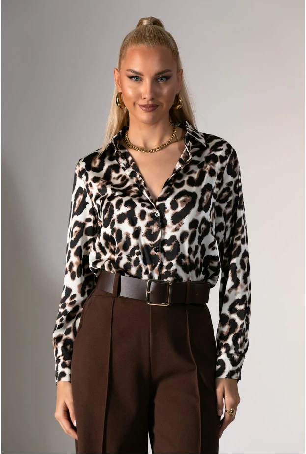 Πουκάμισο leopard print μπεζ