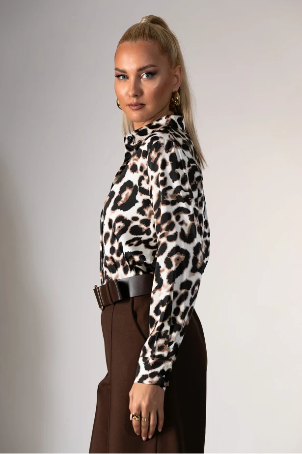 Πουκάμισο leopard print μπεζ