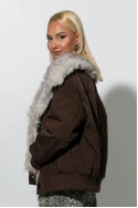 Bomber double face jacket με γιακά καφέ