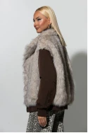 Bomber double face jacket με γιακά καφέ