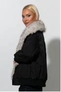 Bomber double face jacket με γιακά μαύρο Bomber double face jacket με γιακά μαύρο