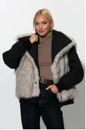Bomber double face jacket με γιακά μαύρο Bomber double face jacket με γιακά μαύρο