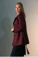 Blazer σουέντ με κουμπιά και ζώνη μπορντό Blazer σουέντ με κουμπιά και ζώνη μπορντό