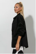 Jacket σουέντ με κρόσια μαύρο Jacket σουέντ με κρόσια μαύρο