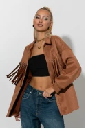 Jacket σούεντ με κρόσια ταμπά Jacket σούεντ με κρόσια ταμπά