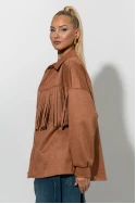 Jacket σούεντ με κρόσια ταμπά Jacket σούεντ με κρόσια ταμπά