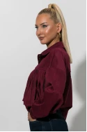Jacket σούεντ με κρόσια μπορντό