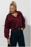 Jacket σούεντ με κρόσια μπορντό