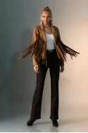 Jacket σουέντ με κρόσια μπροστά ταμπά