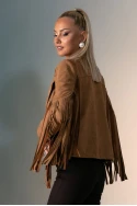 Jacket σουέντ με κρόσια μπροστά ταμπά