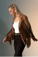 Jacket σουέντ με κρόσια μπροστά ταμπά