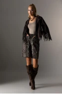 Jacket σουέντ με κρόσια μπροστά καφέ Jacket σουέντ με κρόσια μπροστά καφέ