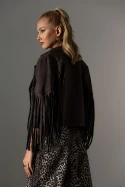 Jacket σουέντ με κρόσια μπροστά καφέ Jacket σουέντ με κρόσια μπροστά καφέ