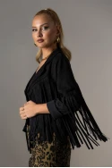 Jacket σουέντ με κρόσια μπροστά μαύρο Jacket σουέντ με κρόσια μπροστά μαύρο