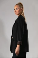 Blazer με λεοπάρ φόδρα στο μανίκι μαύρο
