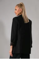 Blazer με λεοπάρ φόδρα στο μανίκι μαύρο