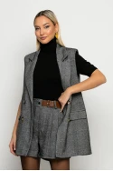 Oversized αμάνικο blazer ψαροκόκκαλο γκρι Oversized αμάνικο blazer ψαροκόκκαλο γκρι
