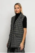 Oversized αμάνικο blazer καρό γκρι Oversized αμάνικο blazer καρό γκρι