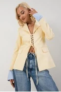 Blazer με ριγέ μανσέτα και δέσιμο μπροστά κίτρινο
